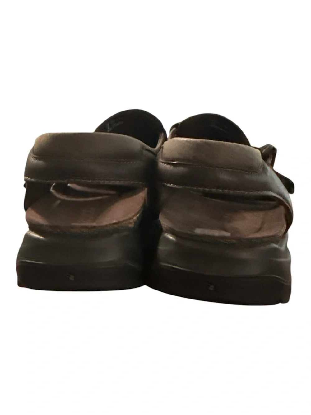 ECCO Brown Leather Cushioned Footbed Sandals  Everyday Nuetral Comfort Mens 13